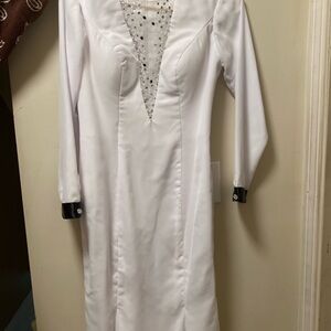 Elegant White Wedding Dress with Black Accents